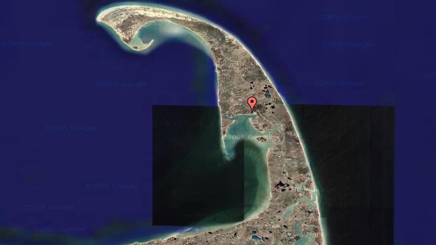 Aerial view of Wellfleet Harbor Cottage